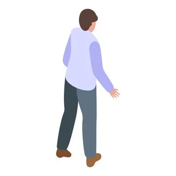Young man is walking away from camera in back view Stock Illustration