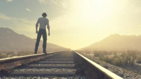 Young man walking Illustrazione stock