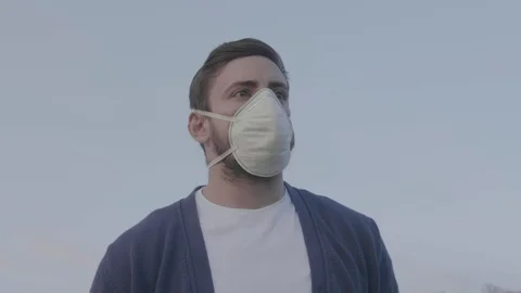 Young Man Walking with Protective Mask for Prevention Against Coronavirus 3 Vidéo 127119366