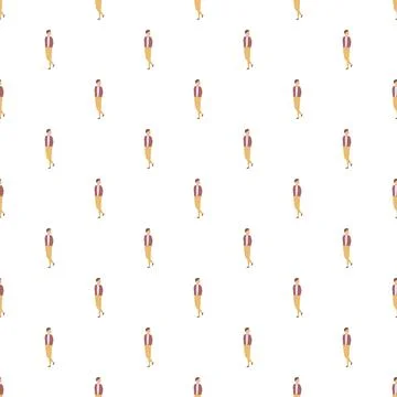 Young man walking repeating seamless pattern vector Stockillustratie