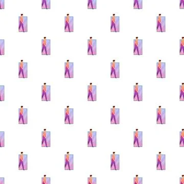 Young man walking through a digital portal pattern 스톡 일러스트
