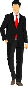 Young man walking. vector illustration Stock Illustration