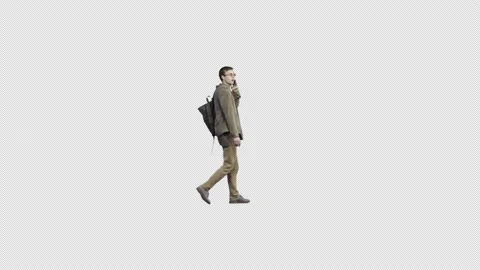 A young man walks and talks on a phone. Perspective view Stock Footage 167429770