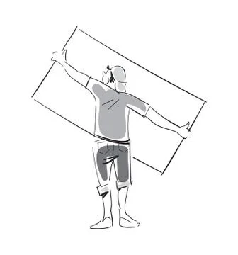 Young man wallpapering vector icon Stock Illustration