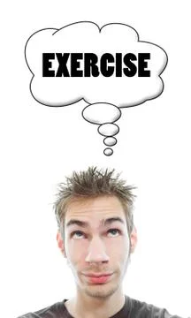 Young man wants to exercise Stock Illustration