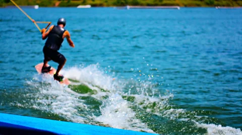 Young man on a water board Video stock 37780913