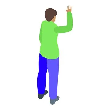 Young man waving hand in greeting isometric icon Stock Illustration