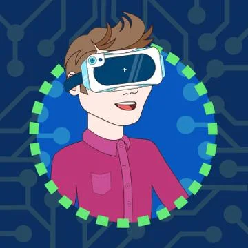 Young Man Wearing 3d Virtual Reality Glasses Profile Icon Avatar Stock-Illustration