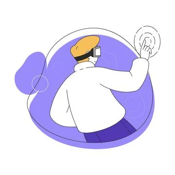 Young Man Wearing Augmented Reality Glasses Touching Vector Illustration Stockillustratie
