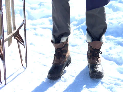 The Young Man is wearing boots on his toe Stock Footage 23043953