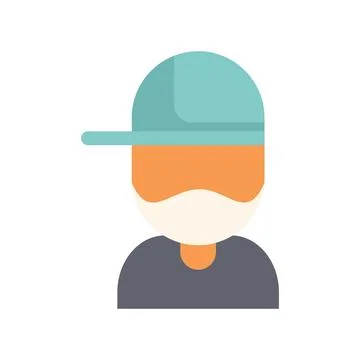 Young man wearing a cap and looking forward flat icon design character avatar Stock Illustration