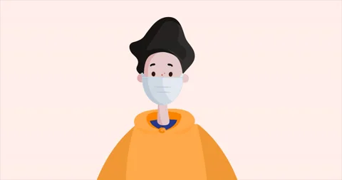 Young Man Wearing Protective Mask. Covid-19 self-isolation concept. Stock Footage 172006094