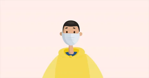 Young Man Wearing Protective Mask. Covid-19 Global Pandemic. Quarantine Concept. Stock Footage 172006737