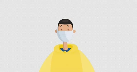 Young Man Wearing Protective Mask. Covid-19 self-isolation concept. Stock Footage 172042447