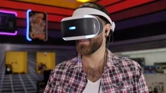 Try this One. Man Playing Video Game with Controller. Bearded Man Using  Virtual Reality Gamepad Stock Image - Image of game, gamepad: 213827793