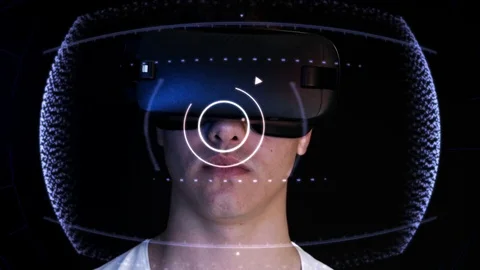 Young Man Wearing VR Headset And Playing Virtual Reality Games Vidéo 71297162