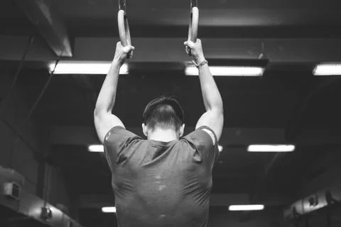 Young man with weight training  Stock Photos