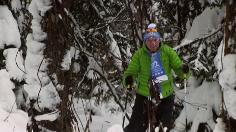Young Man In The Winter Forest Stock Footage 60821395