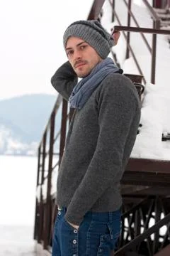 Young man in winter 스톡 사진