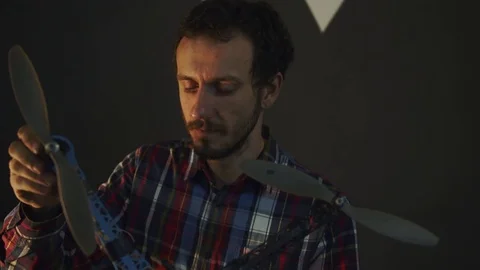 Young man work with drone Stock Footage 84993609
