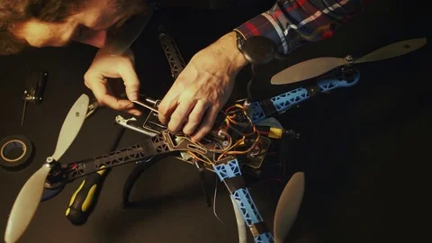 Young man work with drone Stock Footage 84993634