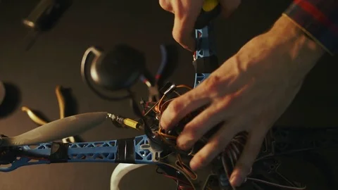 Young man work with drone Stock Footage 84993883