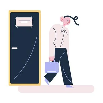 Young man workers walking from office suffering from dismissal Illustrazione stock