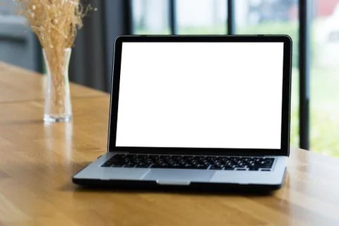 Young man working Businessman using a desktop computer of the blank screen Stockfoto's
