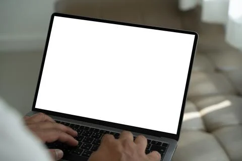 Young man working Businessman using a desktop computer of the blank screen 写真素材