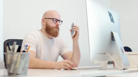 Young man working with computer Stock-Footage 96490096