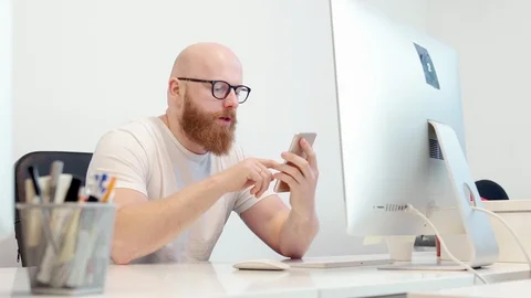 Young man working with computer Stock-Footage 96490261