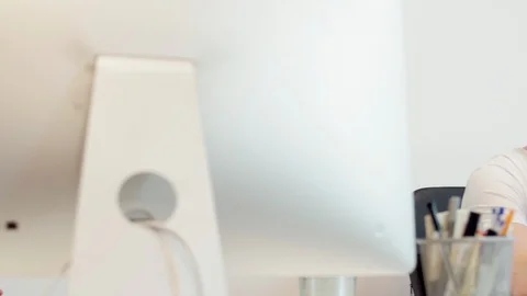 Young man working with computer Video stock 96490951