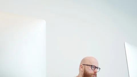 Young man working with computer Stock-Footage 96491326