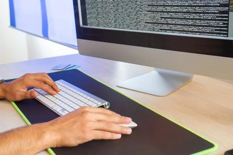 Young man working on computer in office 스톡 사진