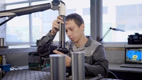 Young man working with equipment Stock-Footage 95019415
