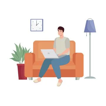 Young man working freelancer Stock Illustration