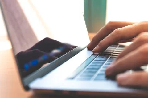 Young man working on his Computer Stock Photos