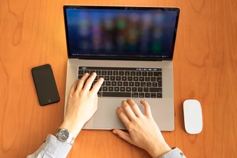 Young man working on his Computer Stock Photos