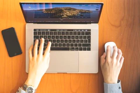 Young man working on his Computer Stock Photos