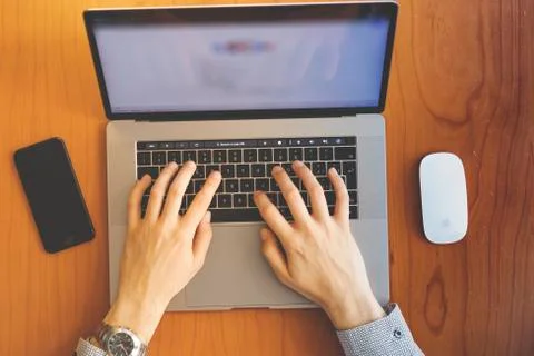Young man working on his Computer Stock Photos