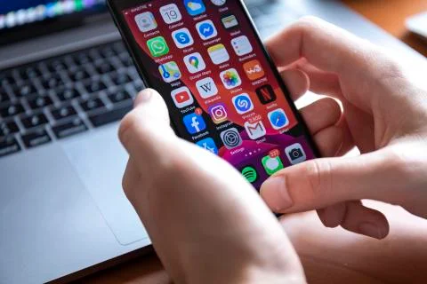 Young man working on his Computer Stock Photos