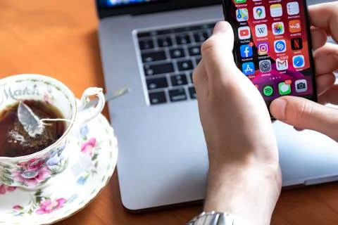 Young man working on his Computer Stock Photos