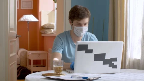 Young man working from home Stock Footage 127079761