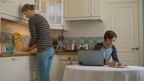 Young man working from home Stock Footage 130962264