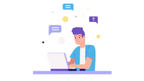 Young man working at laptop animation. office worker  typing on computer. Stock Footage 171622855