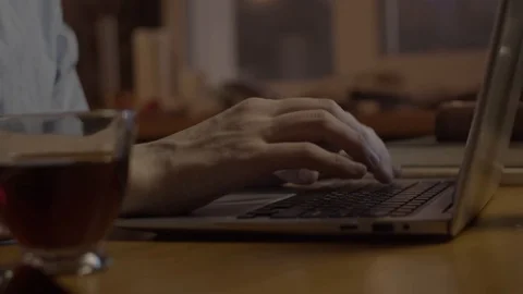 Young man working with laptop Stock Footage 125080818