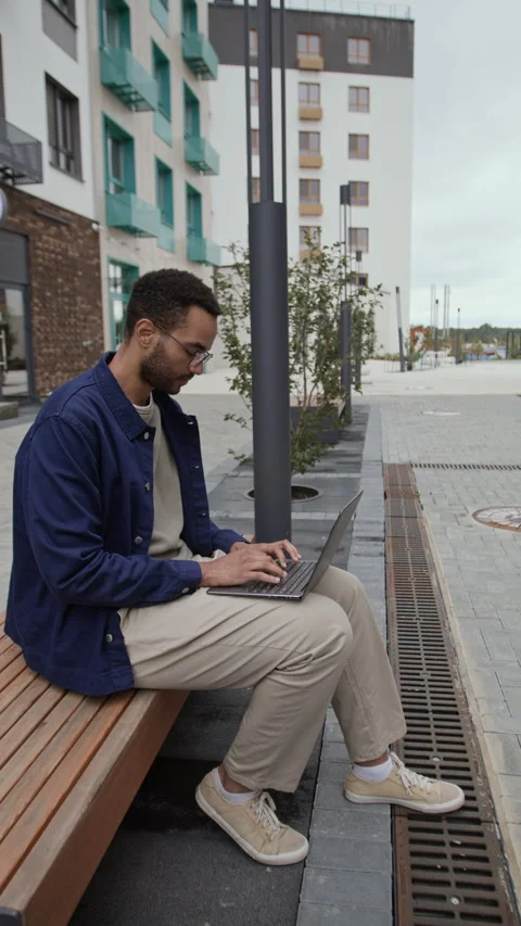 Young Man Working on Laptop Stock Footage 320008076