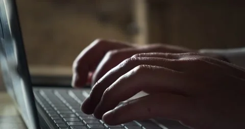Young man working on laptop keyboard for send emails and surf on a web browser Stock-Footage 156870710