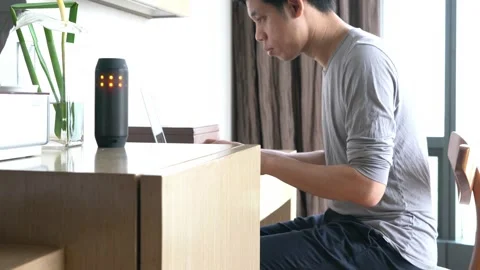 Young Man Working on Laptop in Modern Interior Stock Footage 314611972