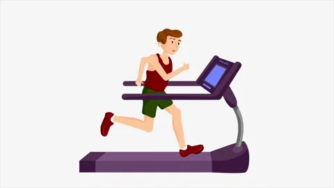 A young man working out on the treadmill in the gym. 4K Resolution. Loop. Stock Footage 258470976